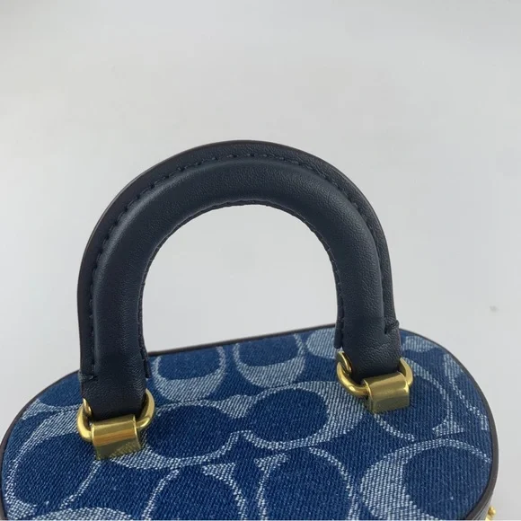 COACH Blue Denim Signature Mini Vanity Crossbody - Picture 7 of 8
